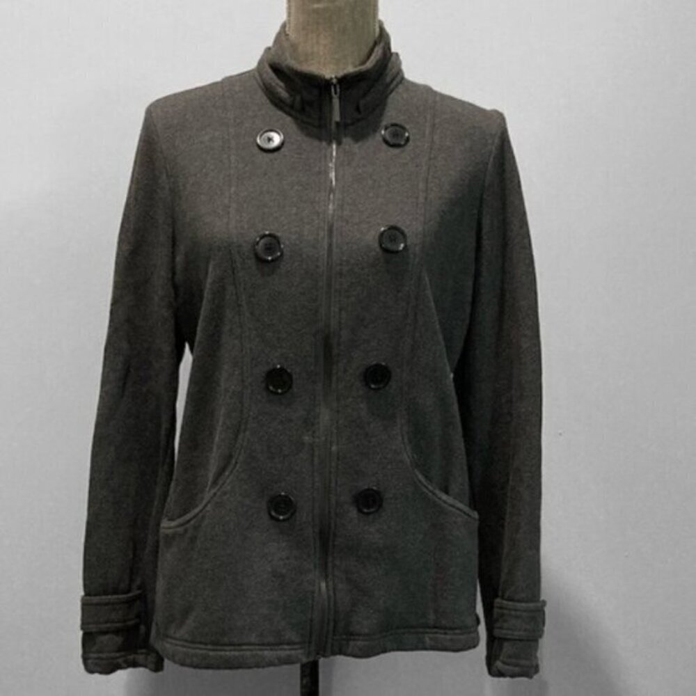 Style & Co Zip Jacket SZ Medium Grey Cotton